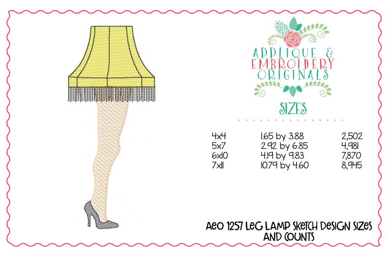 1257 Leg Lamp Sketch Embroidery Design - Image 2