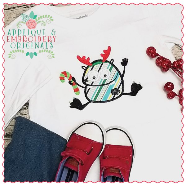 1259 Candy Cane Monster Antlers Applique Design - Image 2
