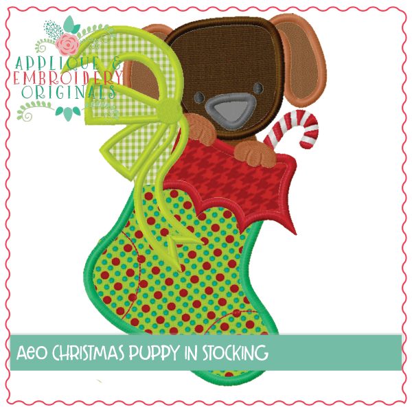 1261 Puppy in Stocking Bow Applique Design - Image 2