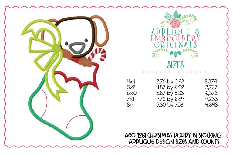 1261 Puppy in Stocking Bow Applique Design - Image 3
