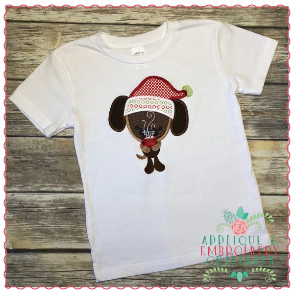 1262 Christmas Puppy with Hot Cocoa Applique Design - Image 2