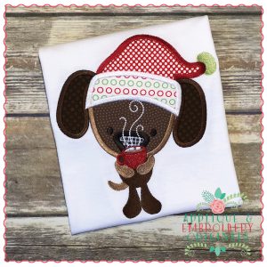 1262 Christmas Puppy with Hot Cocoa Applique Design