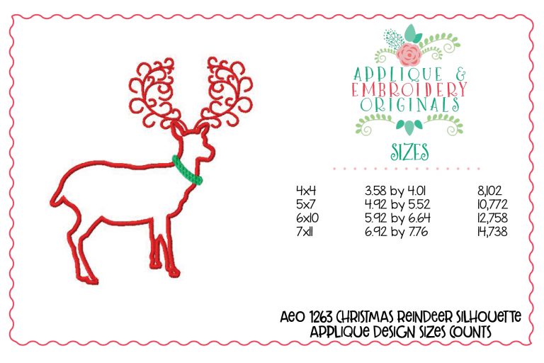 1263 Christmas Reindeer Silhouette Applique Design - Image 3