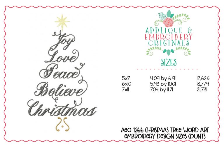 1266 Christmas Word Art Embroidery Design - Image 2