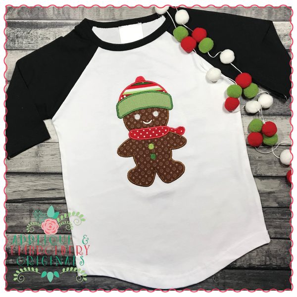 1268 Gingerbread Man with Hat and Scarf Applique Design - Image 2