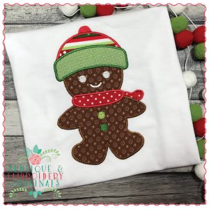 1268 Gingerbread Man with Hat and Scarf Applique Design