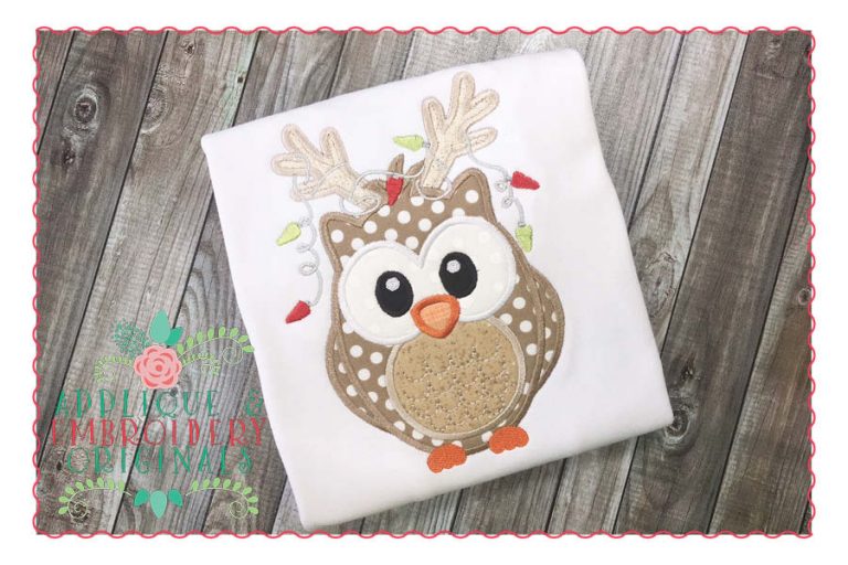 127 Owl Antler with Lights Applique Design