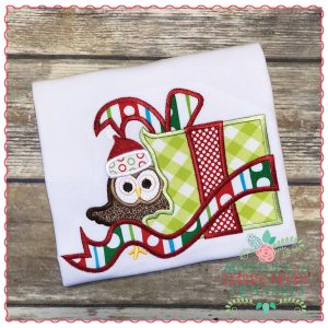 1271 Owl Christmas Present Applique Design