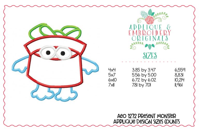1272 Present Monster Applique Design - Image 2