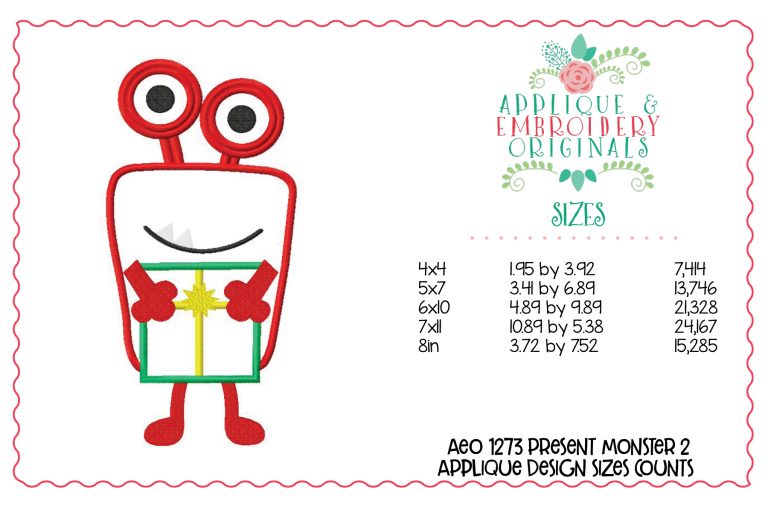 1273 Present Monster 2 Applique Design - Image 2
