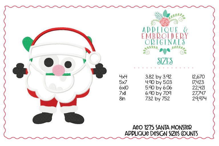1275 Monster Santa Applique Design - Image 4