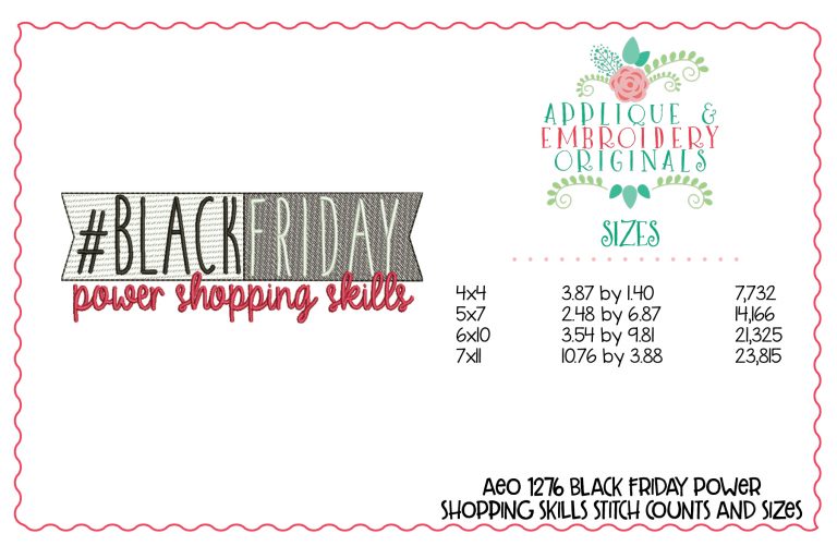 1276 Black Friday Power Shopping Skills Embroidery Sketch Design - Image 2