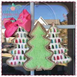 1276 Triple Christmas Tree Door Hanger In-The-Hoop Applique Design