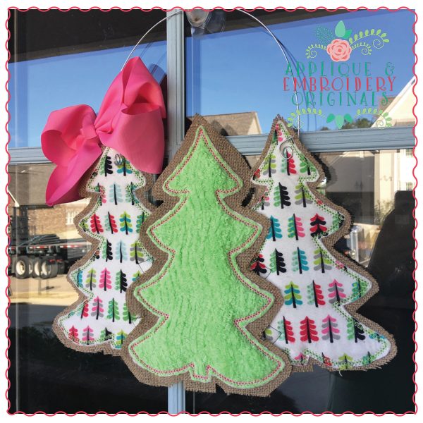 1276 Triple Christmas Tree Door Hanger In-The-Hoop Applique Design - Image 3