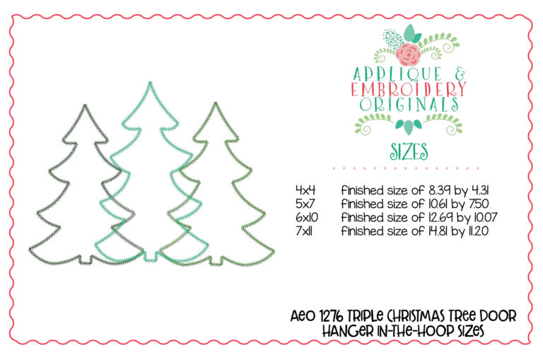 1276 Triple Christmas Tree Door Hanger In-The-Hoop Applique Design - Image 4