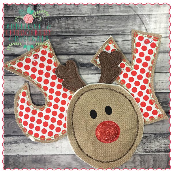 1279 Rudolph Reindeer Joy Door Hanger In-The-Hoop Applique Design - Image 2