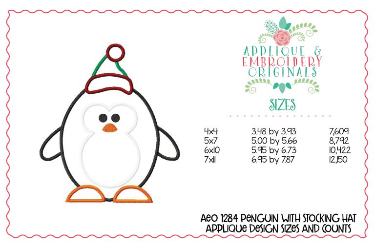 1284 Penguin Stocking Hat Applique Design - Image 4