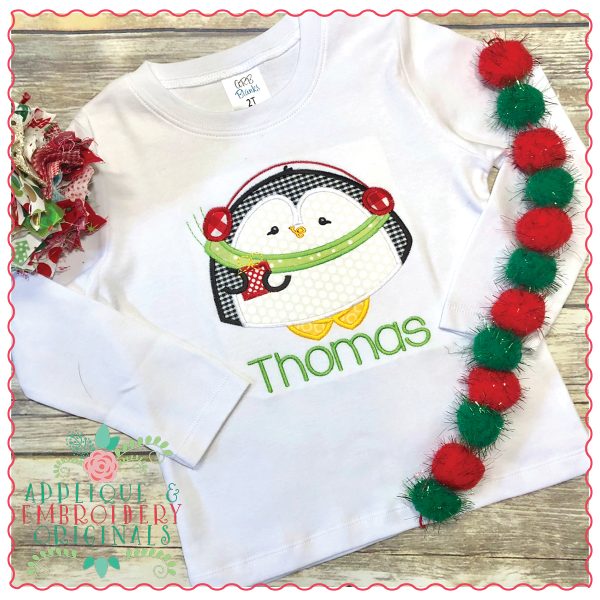 1285 Penguin with Present Applique Design - Image 3
