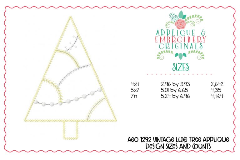 1292 Vintage Luxe Christmas Tree Applique Design - Image 4