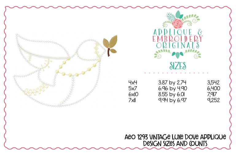 1293 Vintage Luxe Dove Applique Design - Image 4