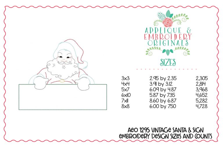 1295 Vintage Christmas Santa Sign Embroidery Design - Image 2