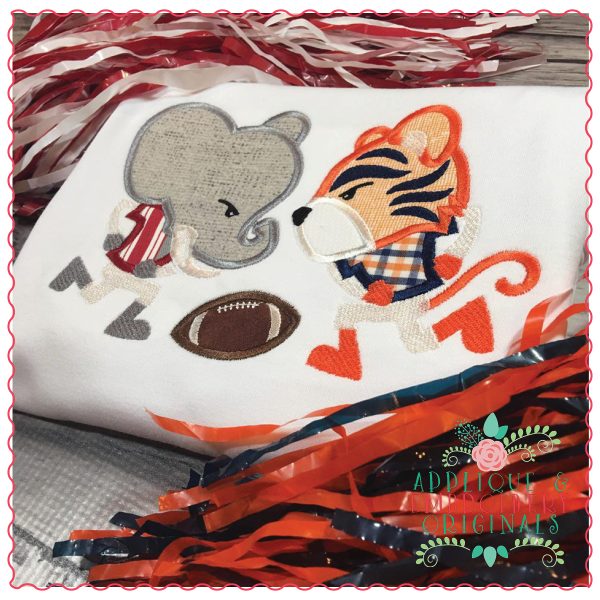1296 Elephant vs Tiger Football Applique Design - Image 2