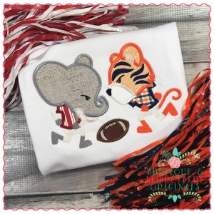 1296 Elephant vs Tiger Football Applique Design