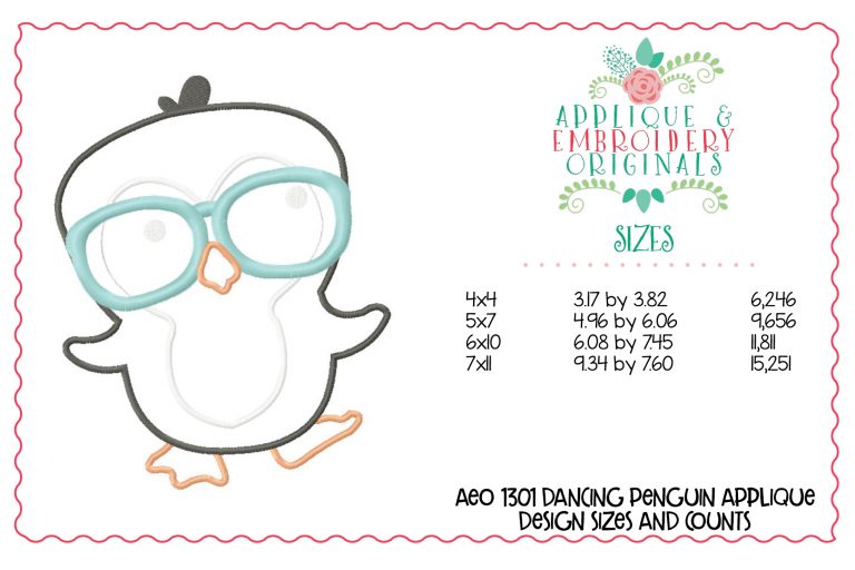 1301 Dancing Penguin Applique Design - Image 2