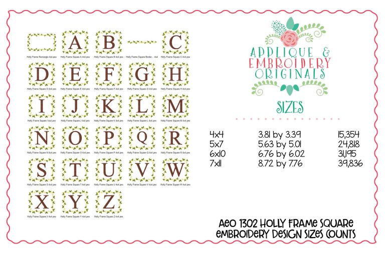 1302 Holly Square Frame Alpha Applique Font - Image 5