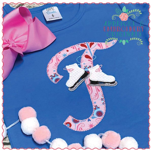 1305 Ice Skating Alpha Applique Font - Image 2