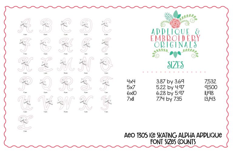 1305 Ice Skating Alpha Applique Font - Image 4
