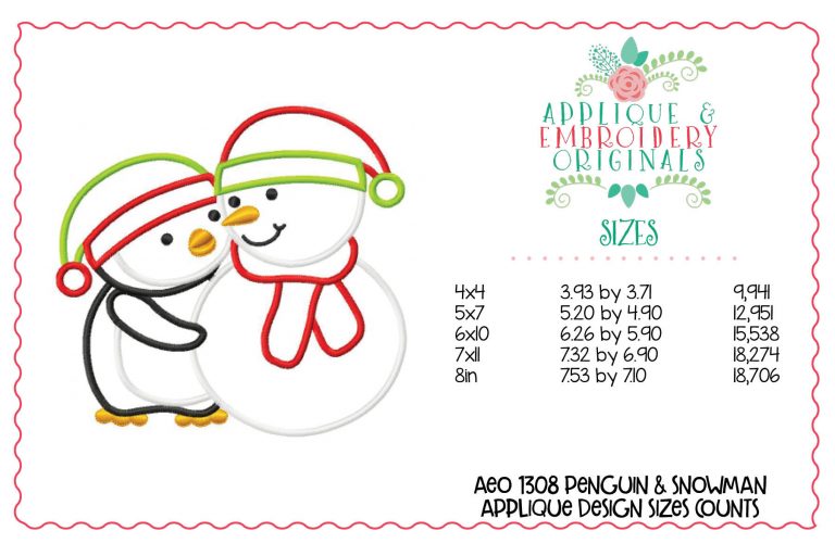 1308 Penguin and Snowman Applique Design - Image 4