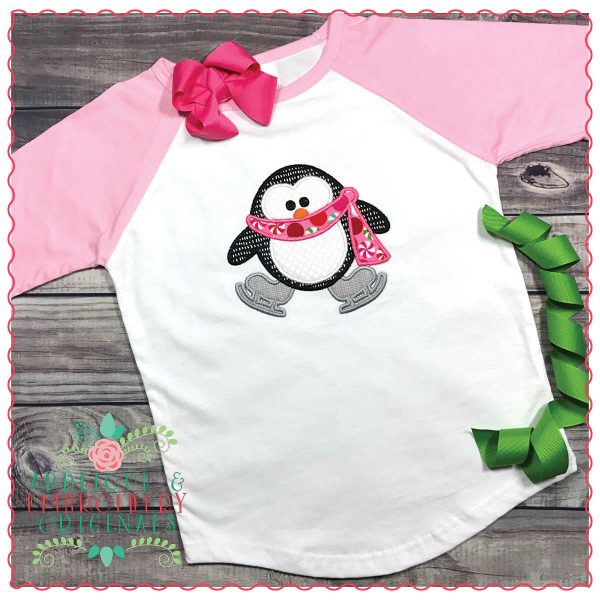 1309 Ice Skating Penguin Applique Design - Image 2