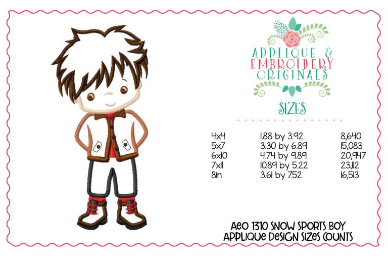 1310 Winter Snow Sports Boy Applique Design - Image 4