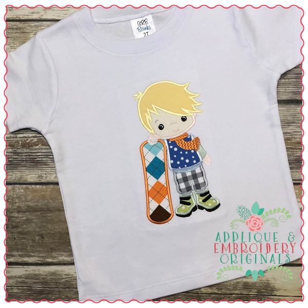 1311 Winter Snow Snowboarding Boy Applique Design - Image 2