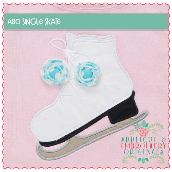 1317 Single Ice Skate with Fringe Ball Applique Design - Image 2