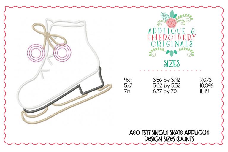 1317 Single Ice Skate with Fringe Ball Applique Design - Image 4