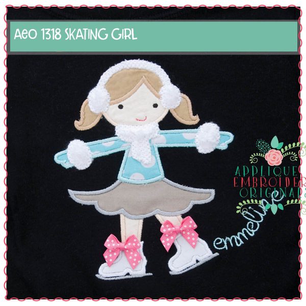 1318 Ice Skating Girl Applique Design - Image 2