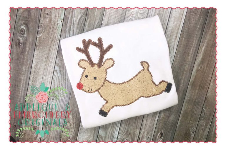 132 Reindeer Leaping Applique Design