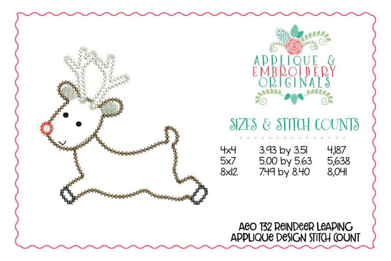 132 Reindeer Leaping Applique Design - Image 2