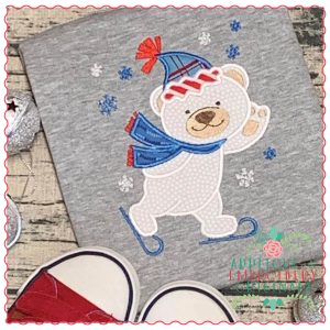 1320 Ice Skating Polar Bear Applique Design