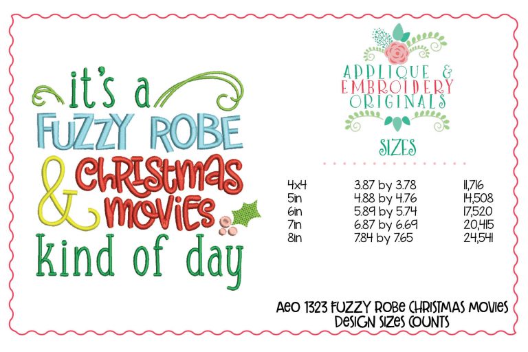 1323 Fuzzy Robe Christmas Movies Kind of Day Embroidery Design - Image 2