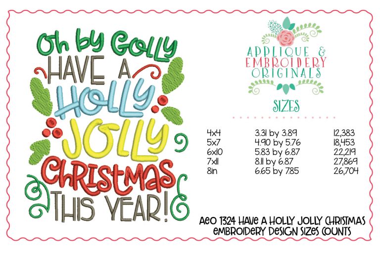 1324 Have a Holly Jolly Christmas Embroidery Design - Image 3