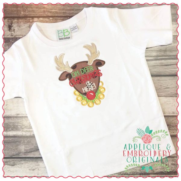 1326 Oh Deer Christmas is Here Reindeer Applique Design - Image 2
