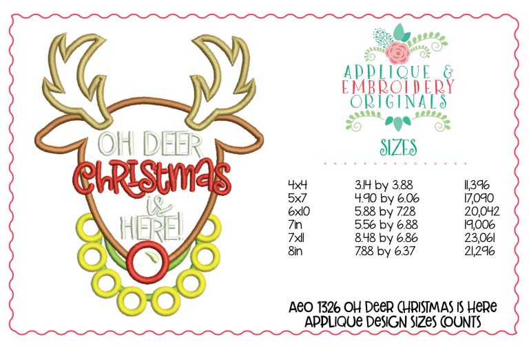1326 Oh Deer Christmas is Here Reindeer Applique Design - Image 3