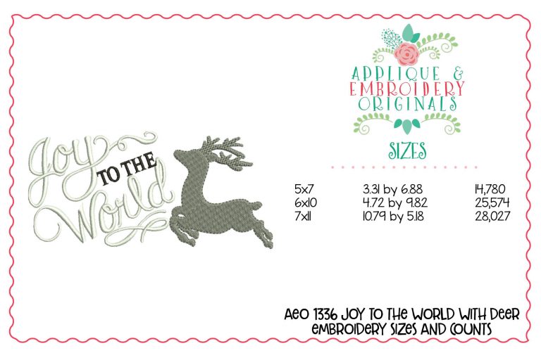 1336 Joy to the World with Deer Embroidery Design - Image 4