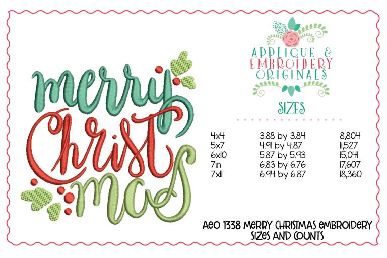 1338 Merry CHRISTmas Embroidery Design - Image 4