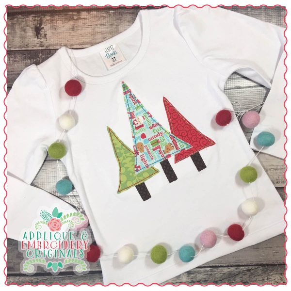 1343 Christmas Tree Trio Simple Stitch Applique Design - Image 2