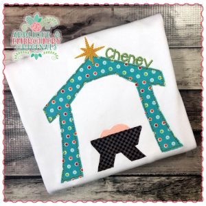 1344 Nativity Manger Scene Simple Stitch Applique Design