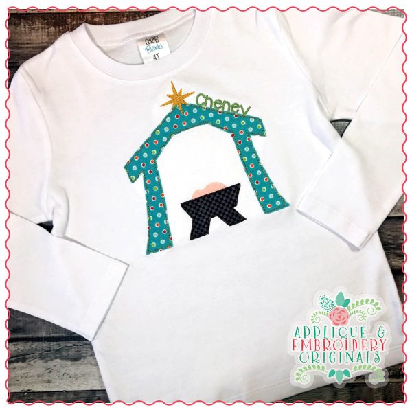 1344 Nativity Manger Scene Simple Stitch Applique Design - Image 2